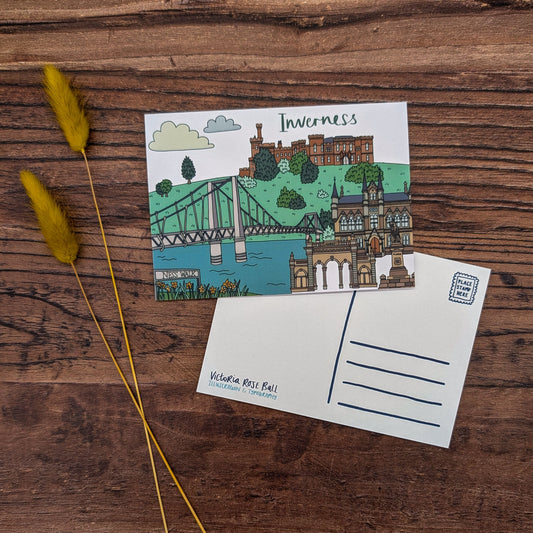Inverness Landmarks Illustrated Postcard