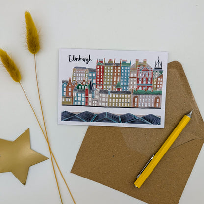 Colourful Edinburgh Illustrated Card