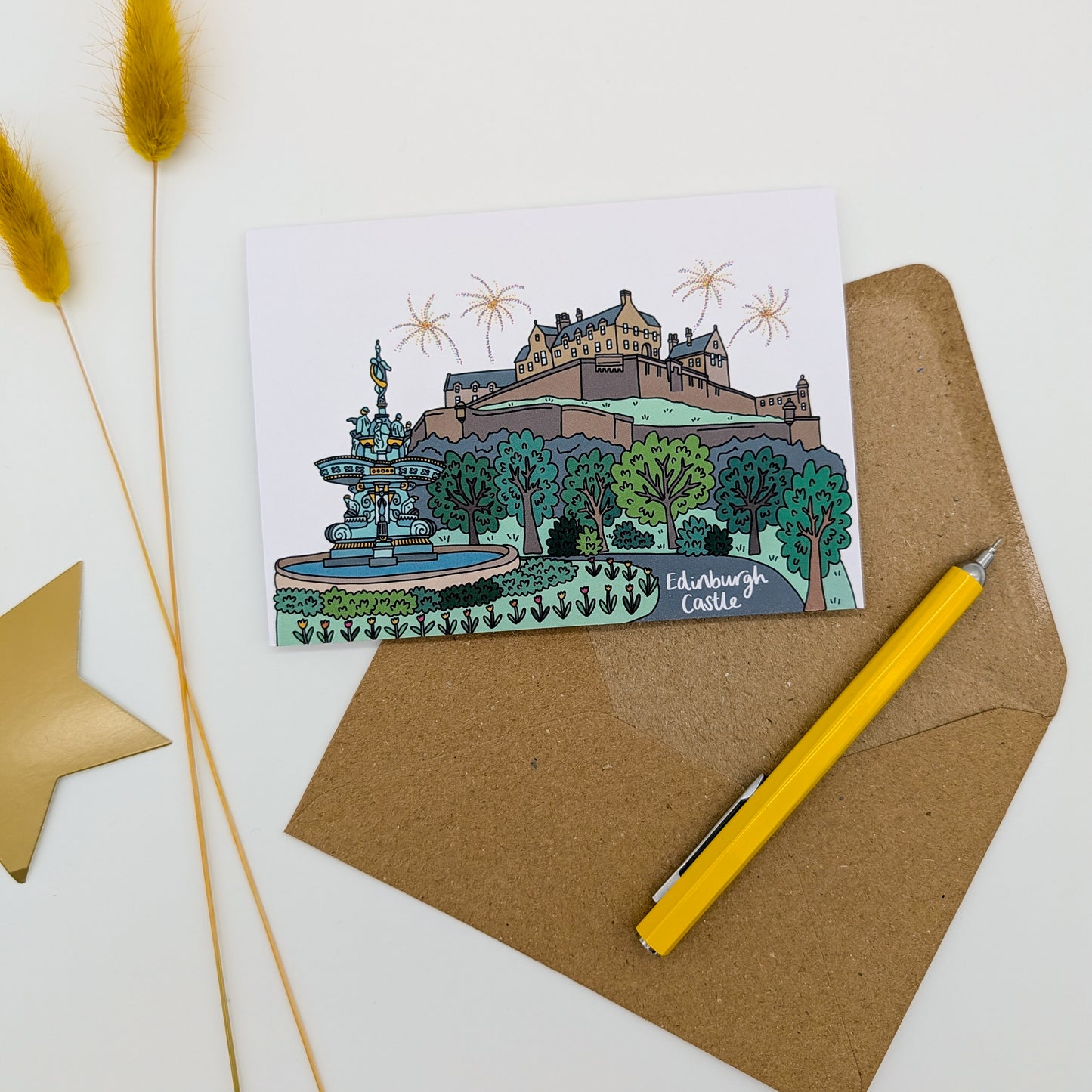 Edinburgh Castle Illustrated Card