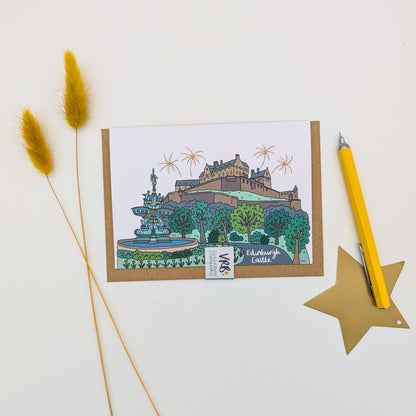 Edinburgh Castle Illustrated Card
