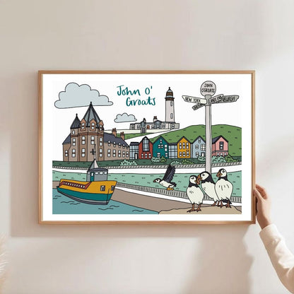 John O'Groats Illustrated Print