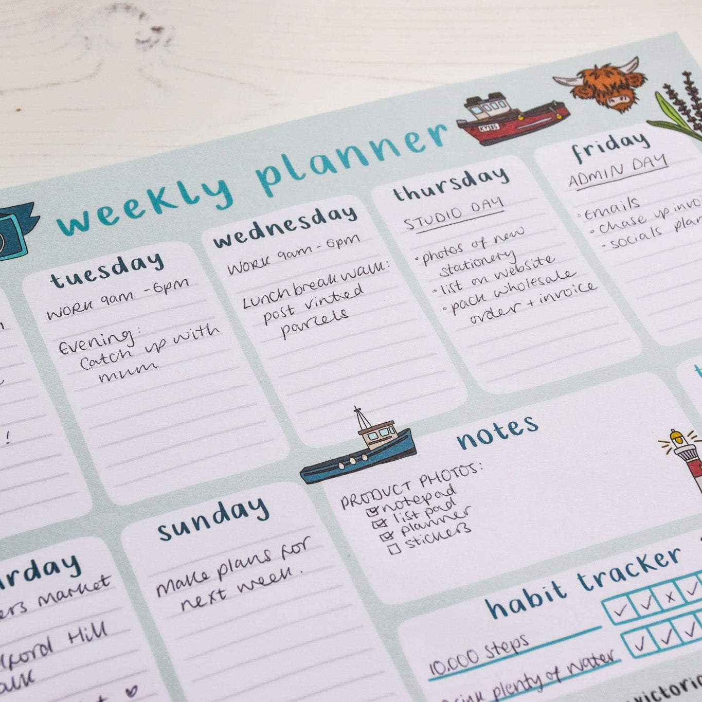 Scotland Illustrations Weekly Planner