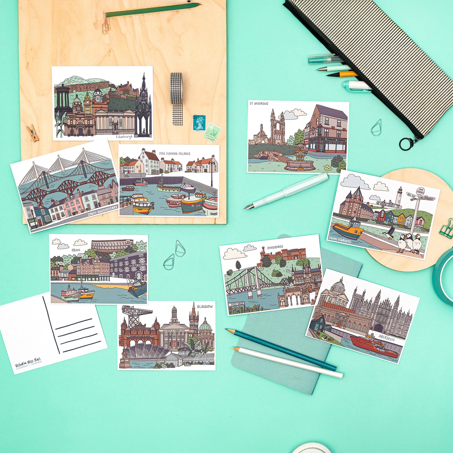 Oban Scotland Illustrated Postcard