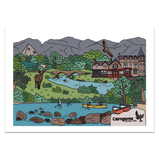 Cairngorms Illustrated Print