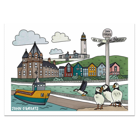John O'Groats Illustrated Print SALE