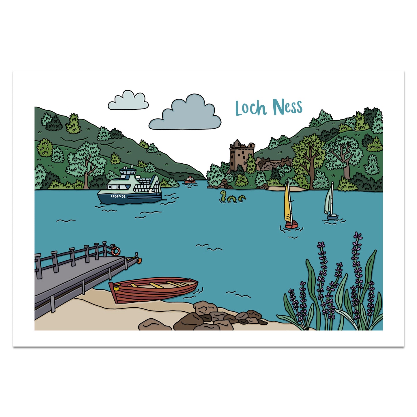 Loch Ness Illustrated Print