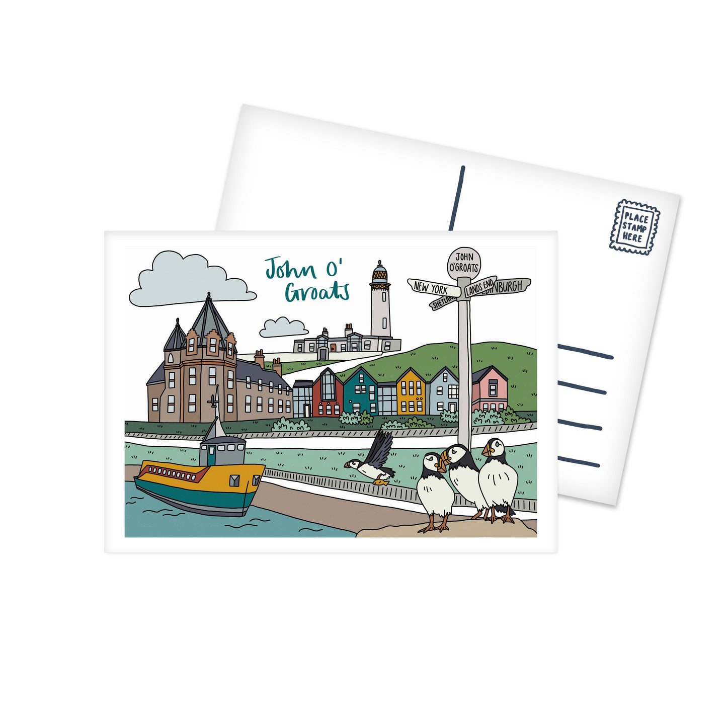 John O'Groats Scotland Illustrated Postcard