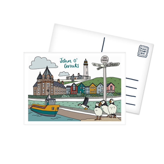 John O'Groats Scotland Illustrated Postcard