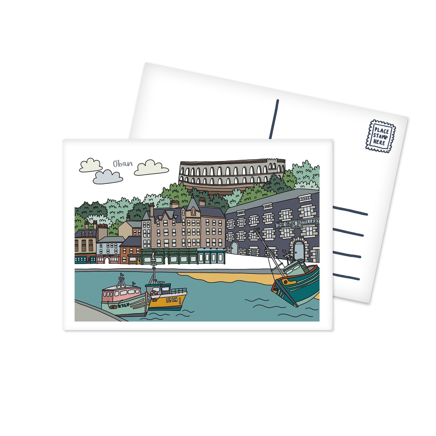 Oban Scotland Illustrated Postcard
