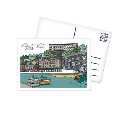 Oban Scotland Illustrated Postcard