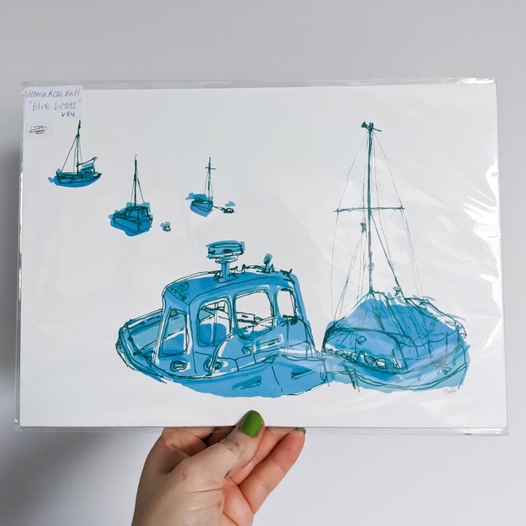 SALE - Boat print in blue - Victoria Rose Ball