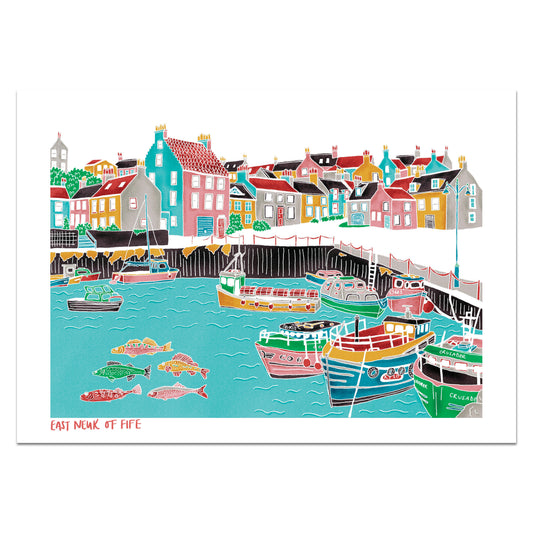 East Neuk of Fife Print (Stylised Colours) - Victoria Rose Ball