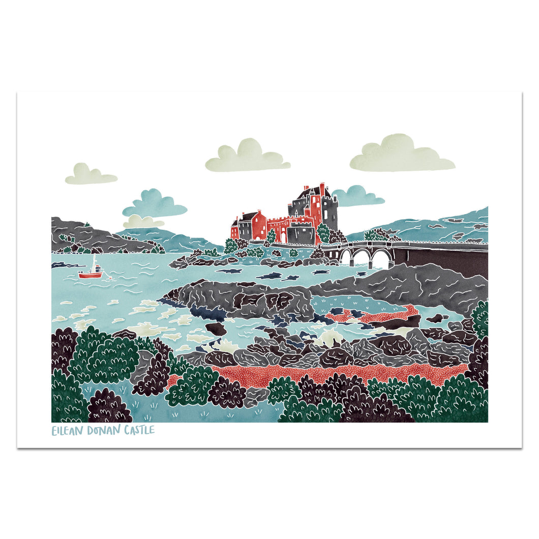 Eilean Donan Castle Print (Stylised Colours) - Victoria Rose Ball