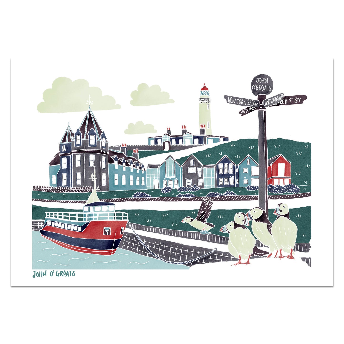 John O'Groats Print (Stylised Colours) - Victoria Rose Ball