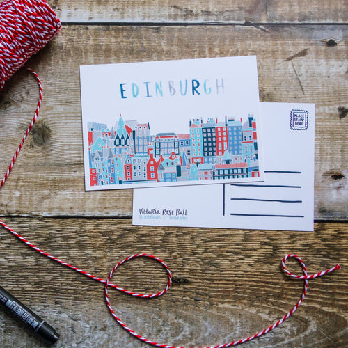 Edinburgh Cityscape Postcard - Victoria Rose Ball